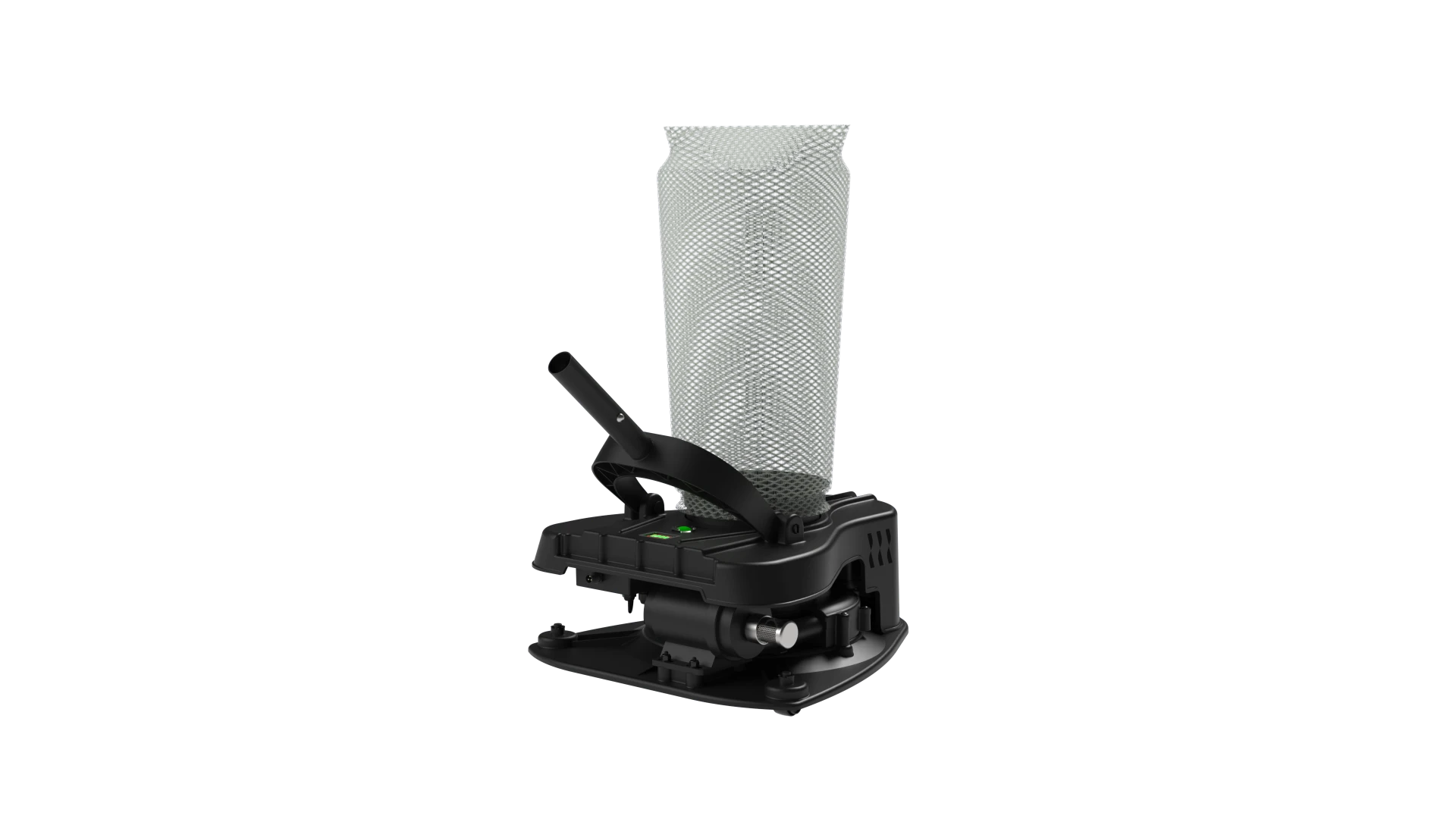 Detail of the StingWave handle, pole socket, status indicator and thumbscrew on the molded housing