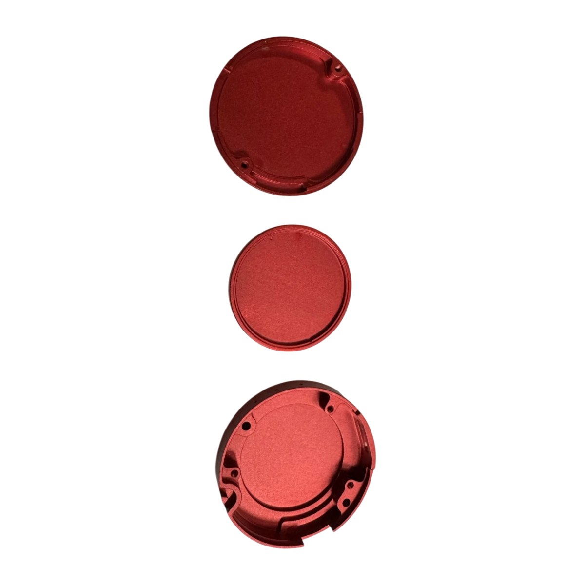 Machined 6061 aluminum enclosure parts for the QMS2GO voice recorder before assembly