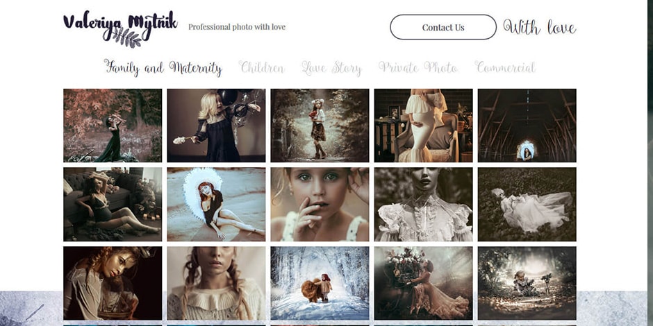 Website development for award-winning photographer Valeria Mytnik designed by LA NPDT, Shreveport, LA
