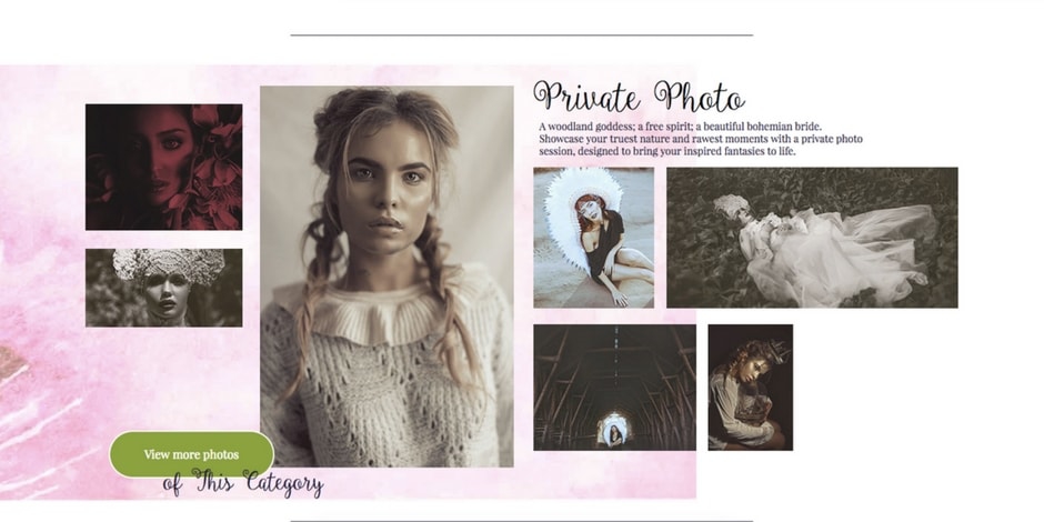 Website development for award-winning photographer Valeria Mytnik designed by LA NPDT, Shreveport, LA
