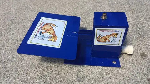 The Original Doggie Fountain, a paw-activated outdoor dog water fountain