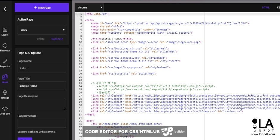 Up Builder, Website builder application development by LA NPDT, web application
