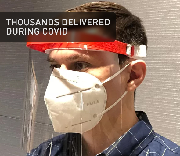 Up Shield, Face Shields For Medical Facilities, Product Design, Packaging, Turnkey, LA NPDT