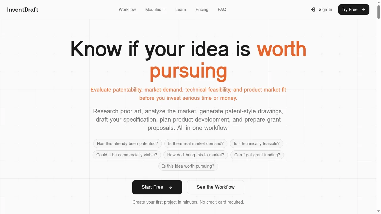 InventDraft AI invention validation platform built by LA NPDT
