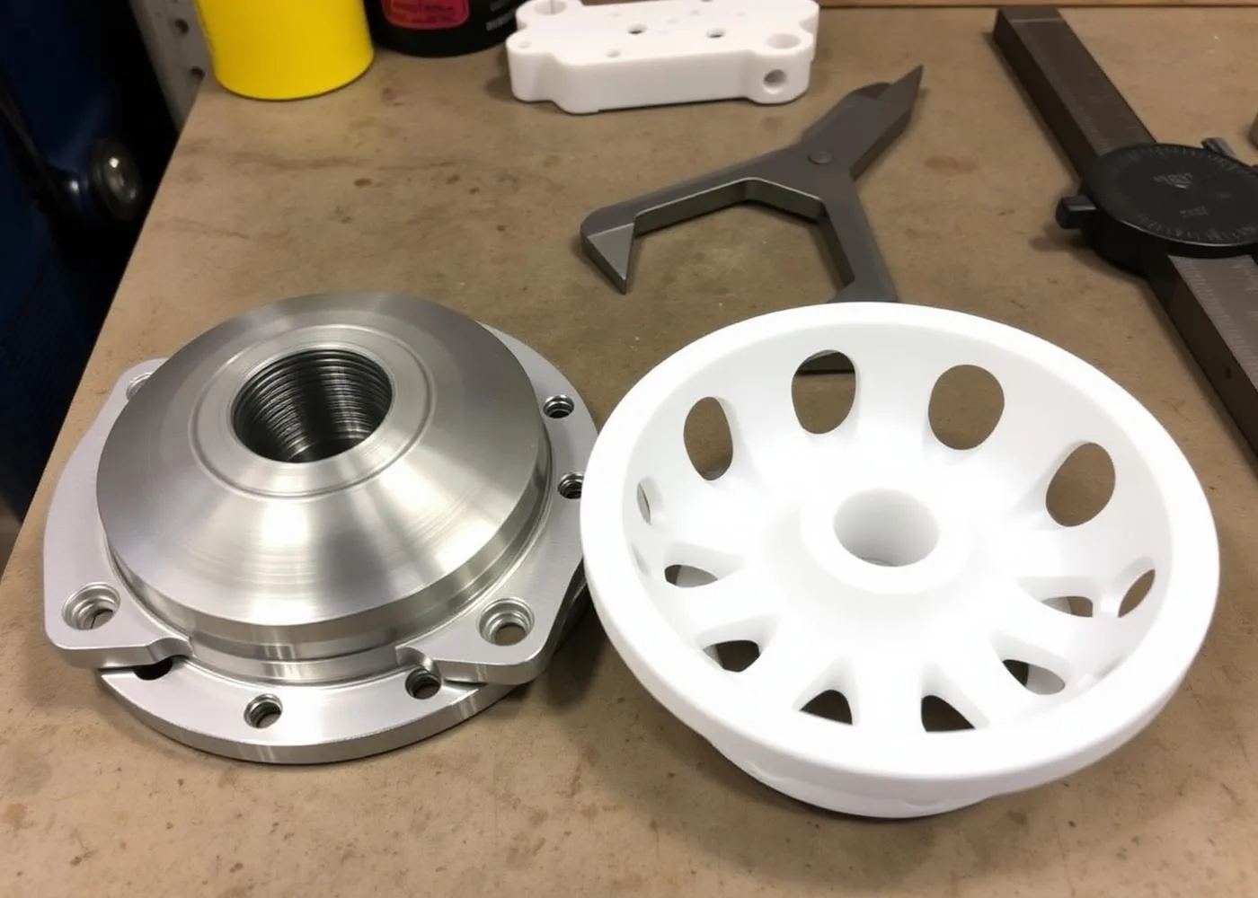 3D scanning services reverse engineered part next to its 3D printed remake