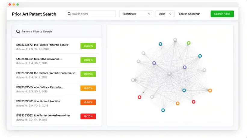 InventDraft prior art search with patent relevance scoring, landscape crowding, IP risk profile, and claim chart