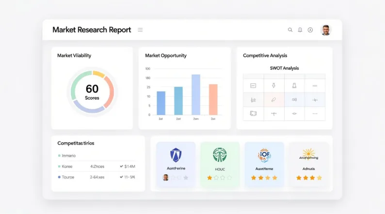 InventDraft market viability report with competitor pricing, demand signals, and a market viability score of 74