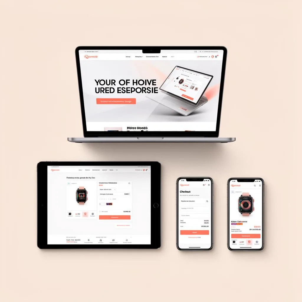 Web development services delivered as a responsive product page on laptop and smartphone